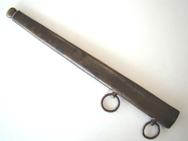 A Napoleonic Period British Naval Dirk with 8 1/2" engraved blade and original brass scabbard circa 1800-1820. — image 5